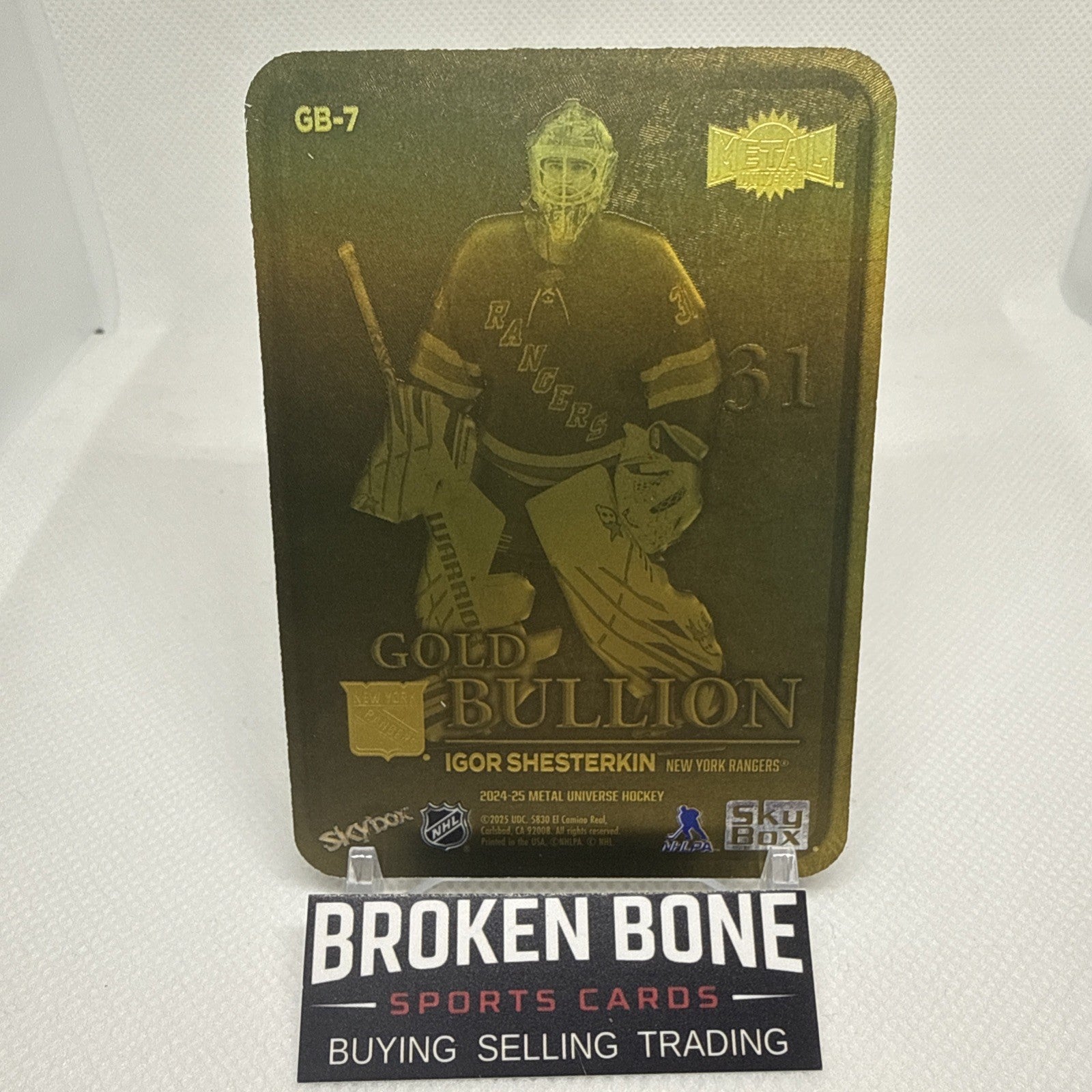 Igor Shesterkin 2024-25 Metal Universe Gold Bullion SSP New York Rangers