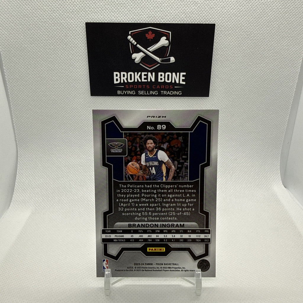 Brandon Ingram 2023-24 Panini Prizm Green Cracked Ice SSP #89 Pelicans