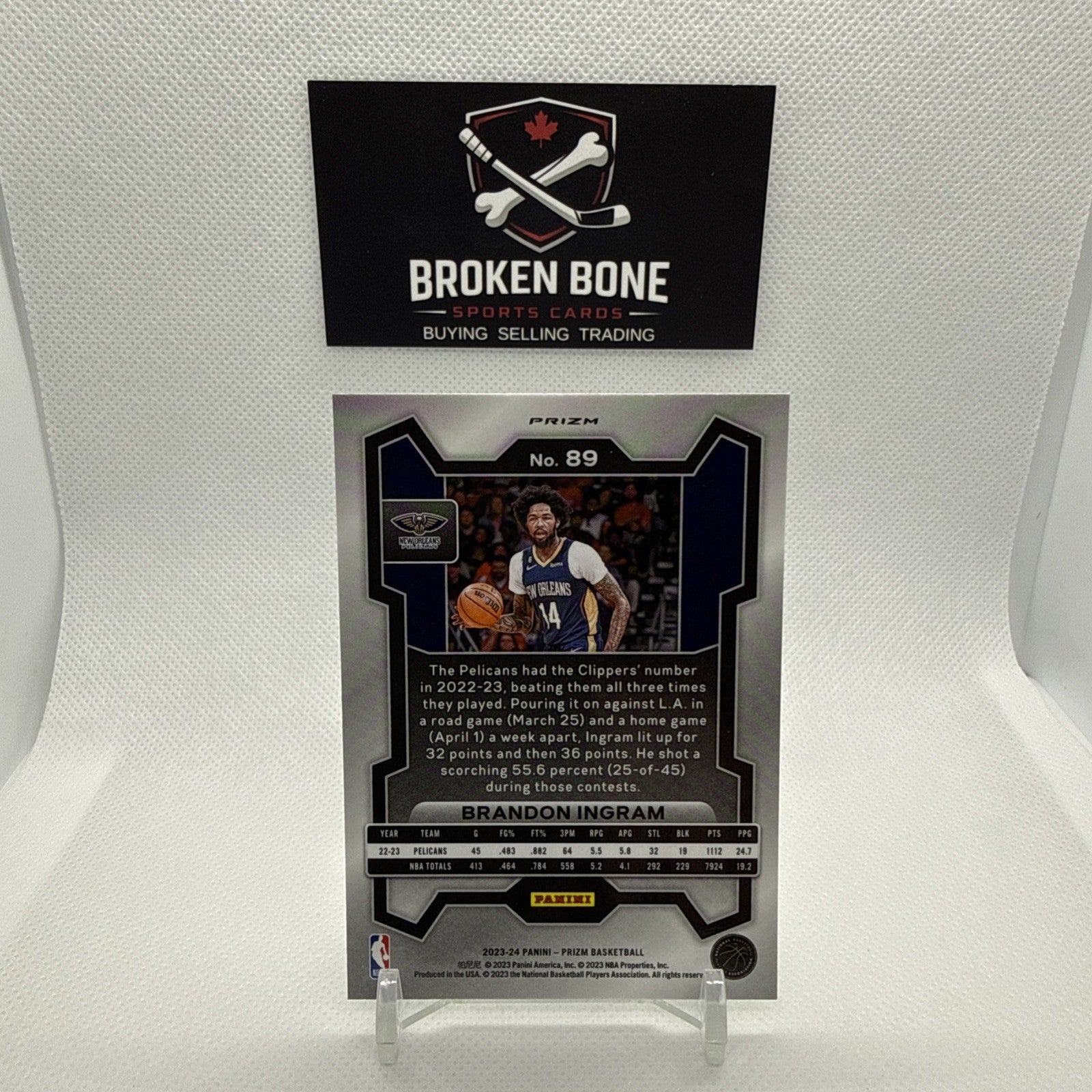 Brandon Ingram 2023-24 Panini Prizm Green Cracked Ice SSP #89 Pelicans
