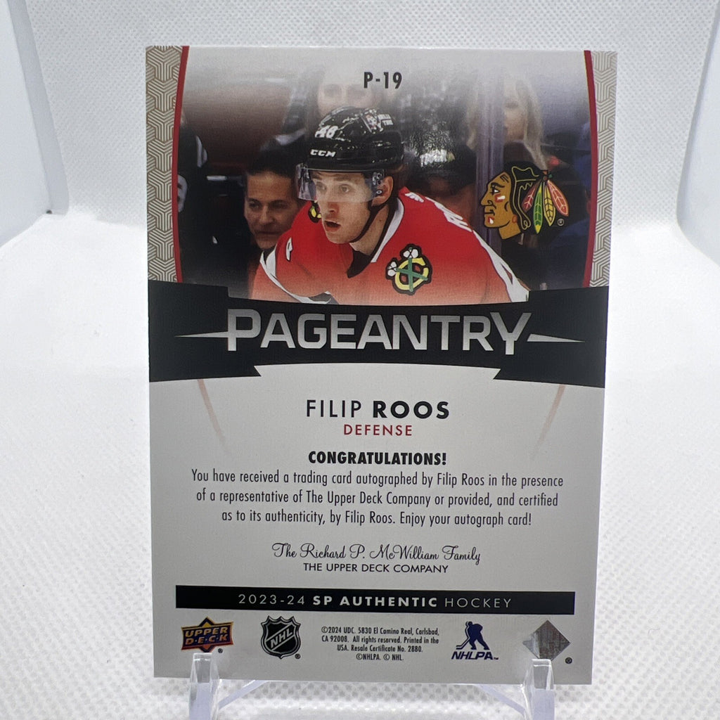 Filip Roos 2023-24 SP Authentic Pageantry Auto Chicago Blackhawks