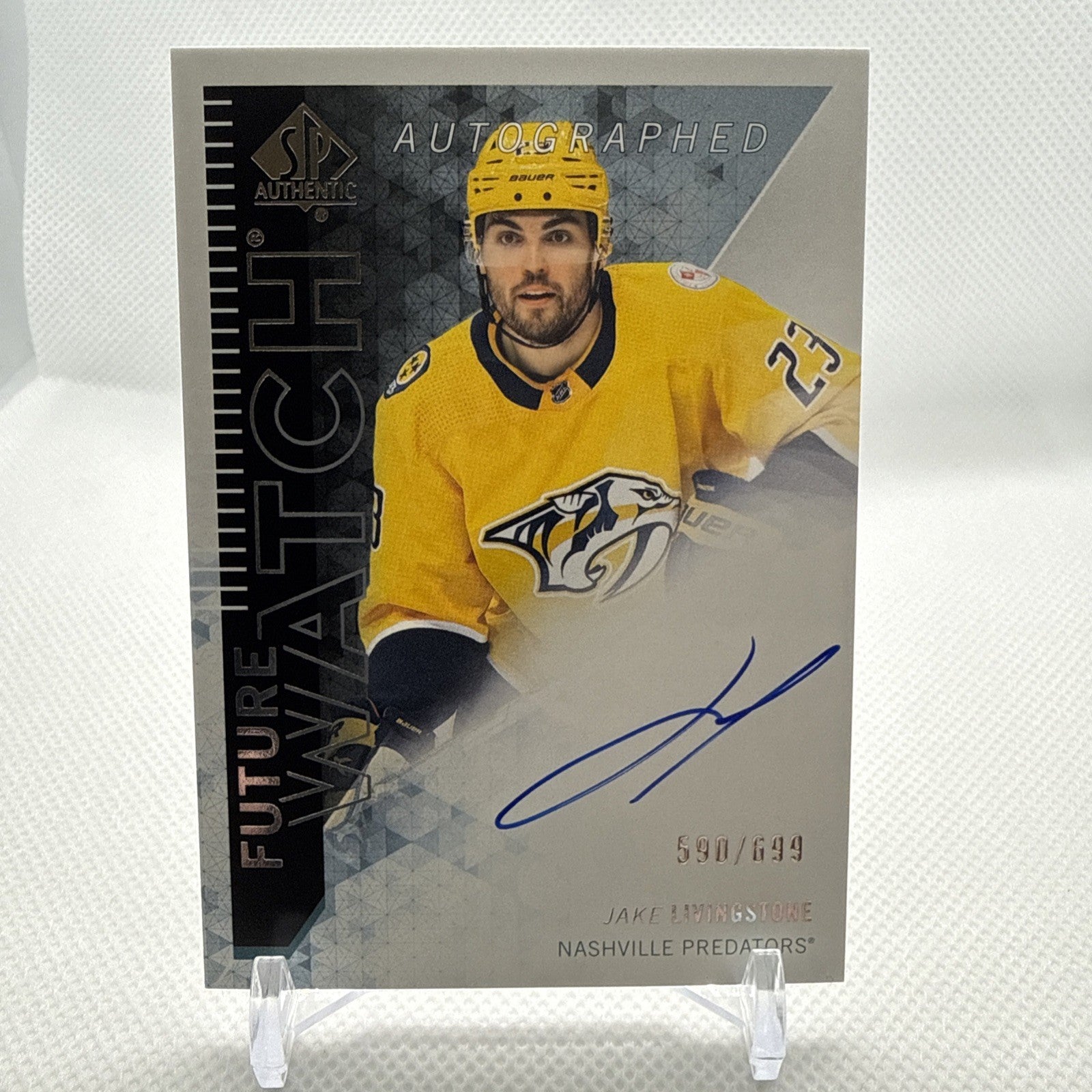 Jake Livingstone 2023-24 SP Authentic Future Watch Auto Retro Nashville Preds