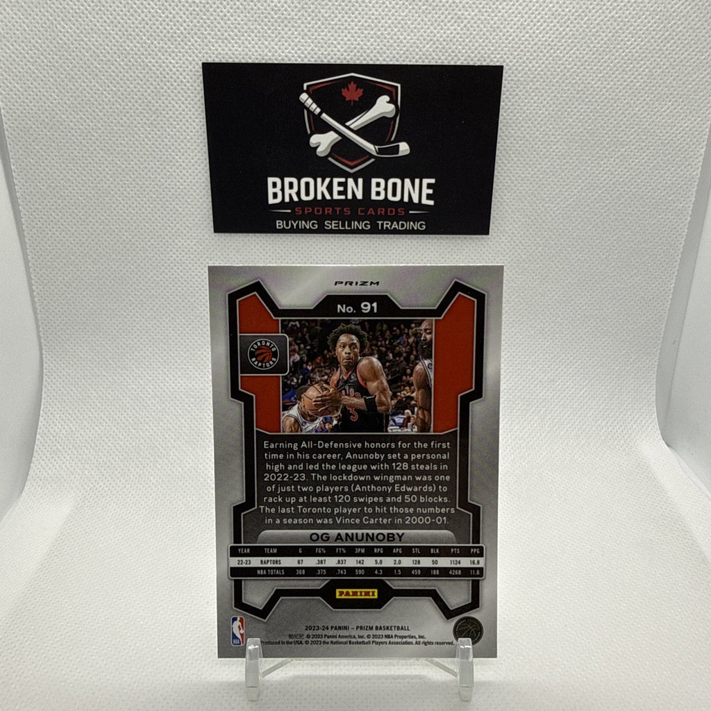 OG Anunoby 2023-24 Panini Prizm Green Cracked Ice SSP #91 Raptors