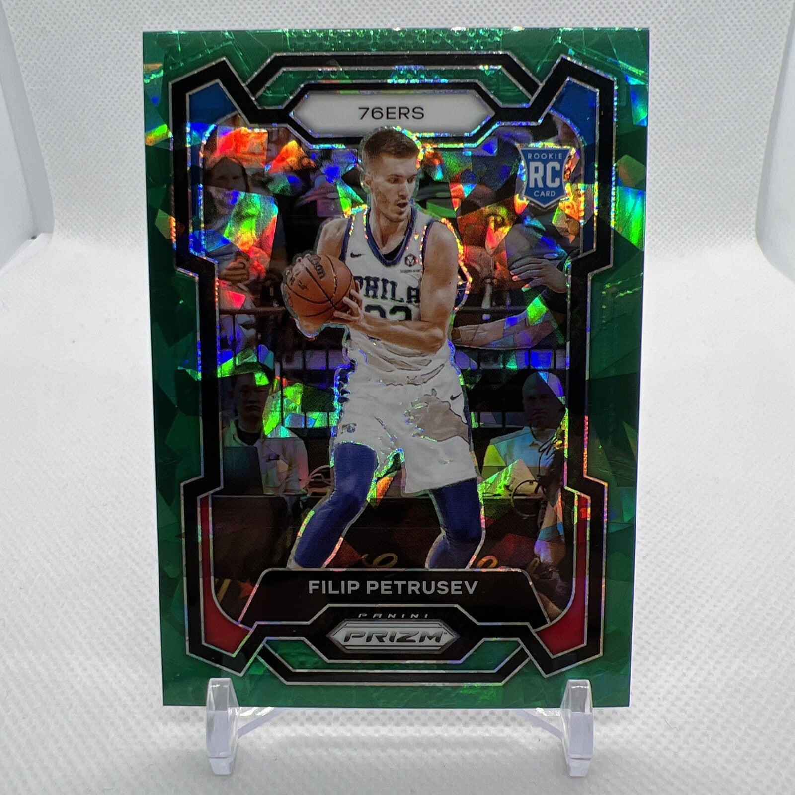 Filip Petrusev 2023-24 Panini Prizm Green Ice Rookie RC Philadelphia 76ers