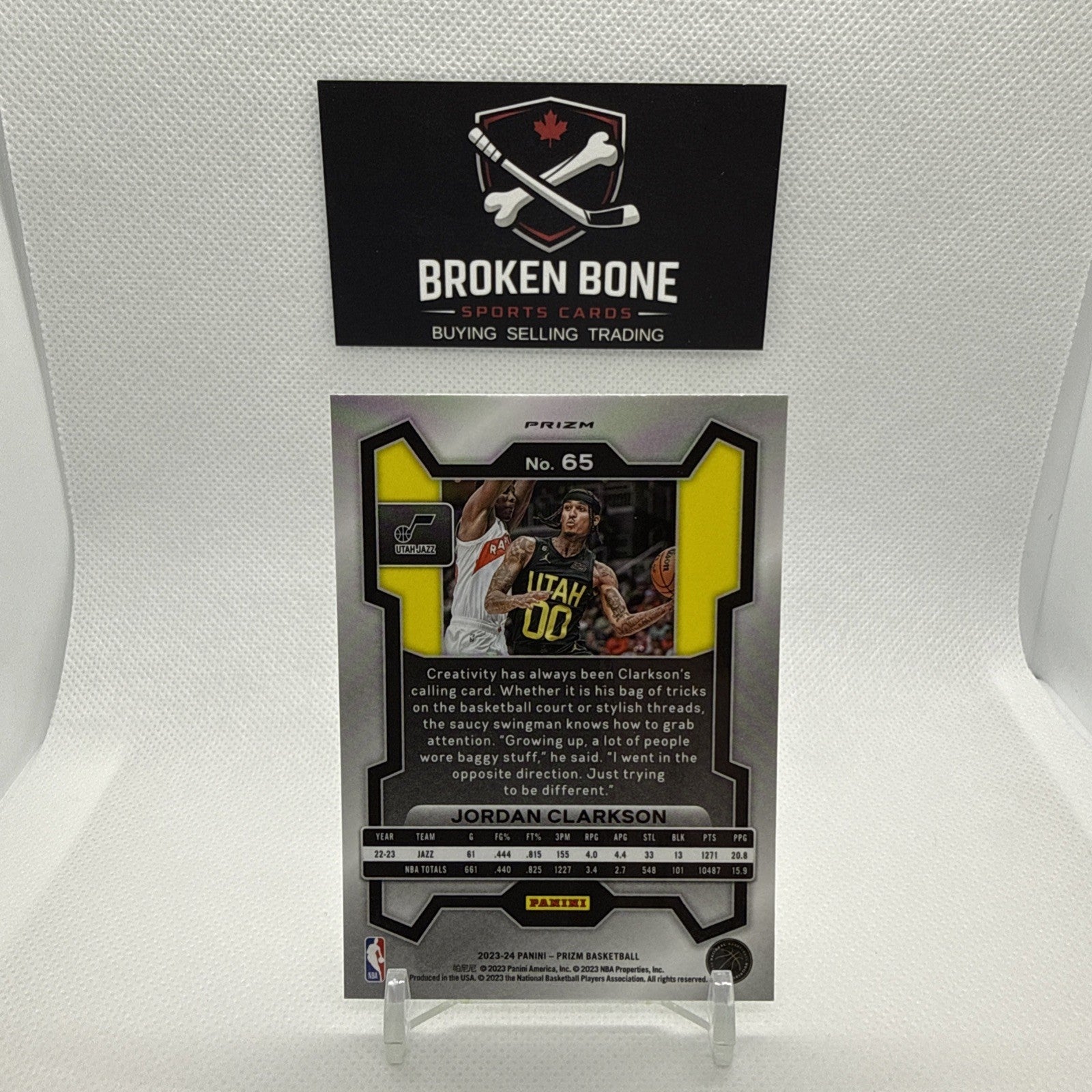 Jordan Clarkson 2023-24 Panini Prizm Green Cracked Ice SSP #65 Jazz