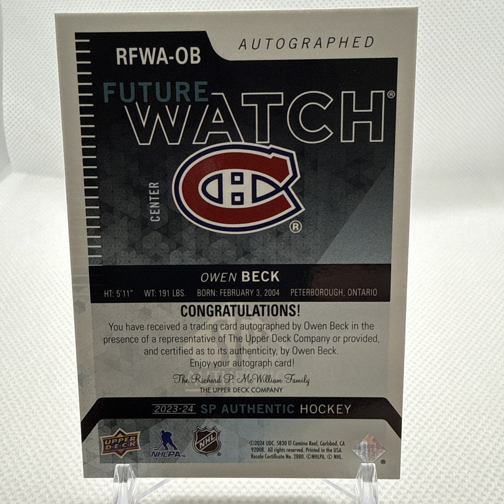 Owen Beck 2023-24 SP Authentic Future Watch Auto Retro Montreal Canadiens