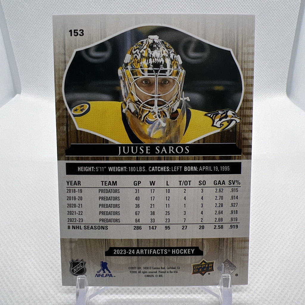 Juuse Saros Artifacts 2023-24 UD Artifacts Wood Variant Nashville Predators #153