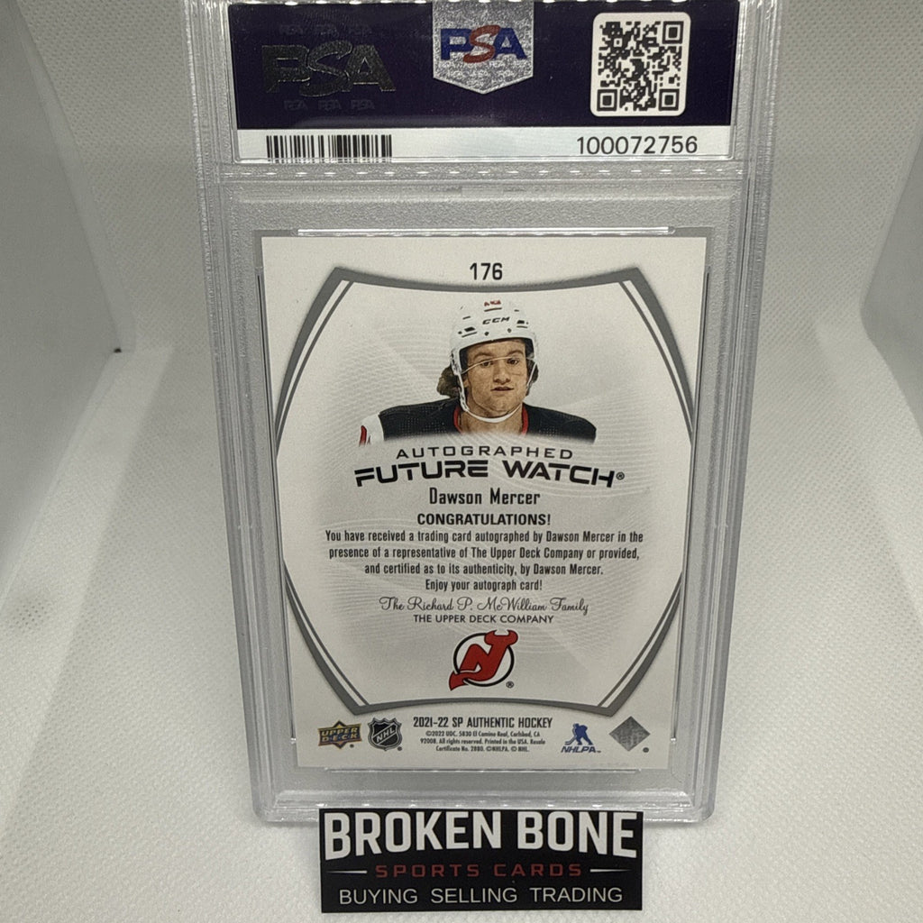 Dawson Mercer 2021-22 SP Authentic Future Watch Auto /999 PSA 9 Auto 10