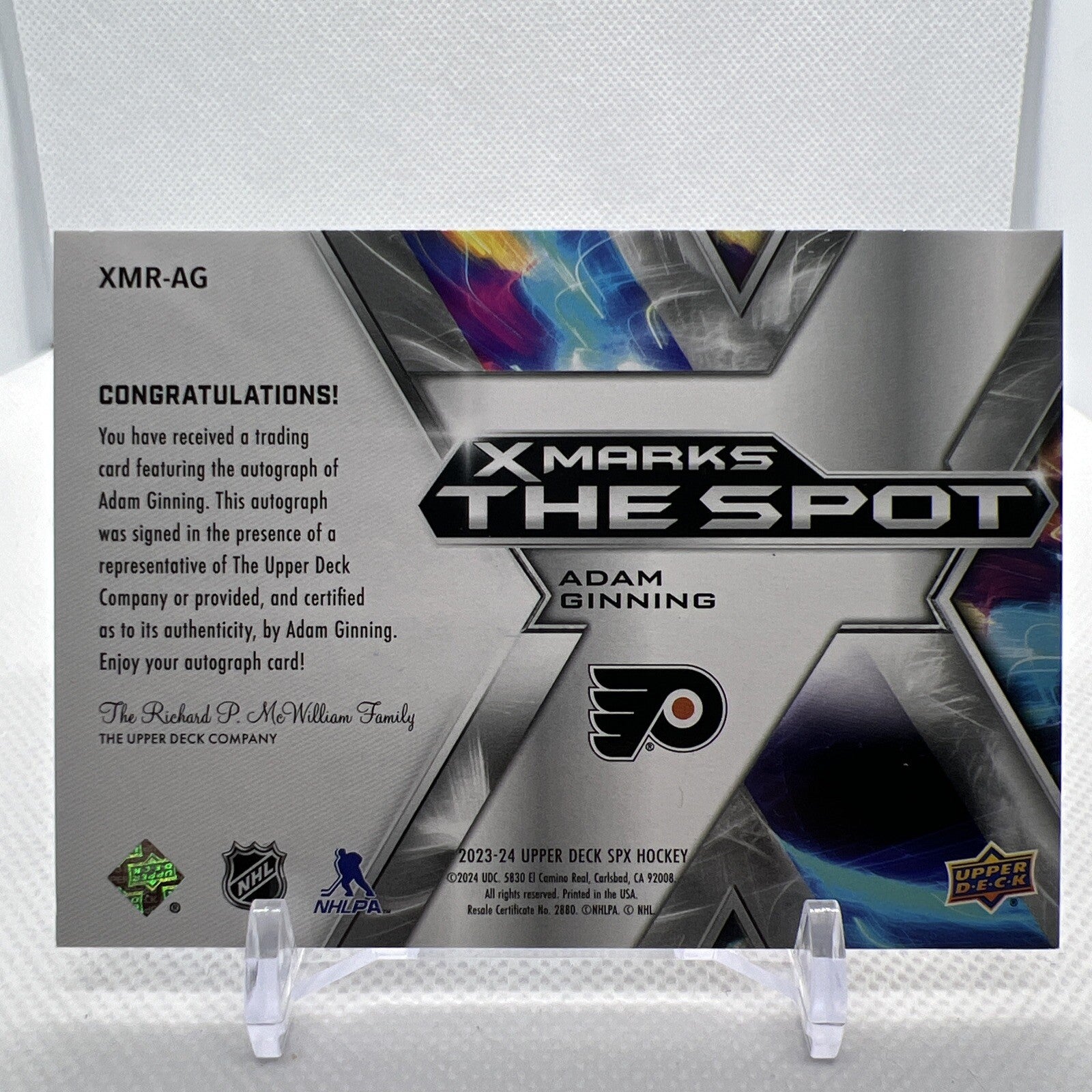 Adam Ginning 2023-24 SPx X-Marks The Spot Rookie Auto Philadelphia Flyers