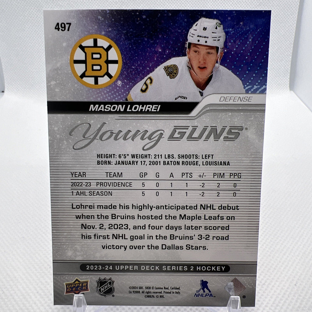 Mason Lohrei 2023-24 Upper Deck Young Guns Rookie Boston Bruins 7 RC