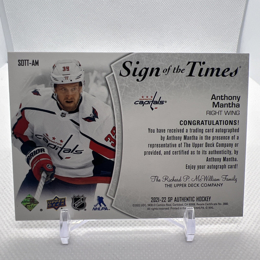 Anthony Mantha 2021-22 SP Authentic Sign of the Times Washington Capitals