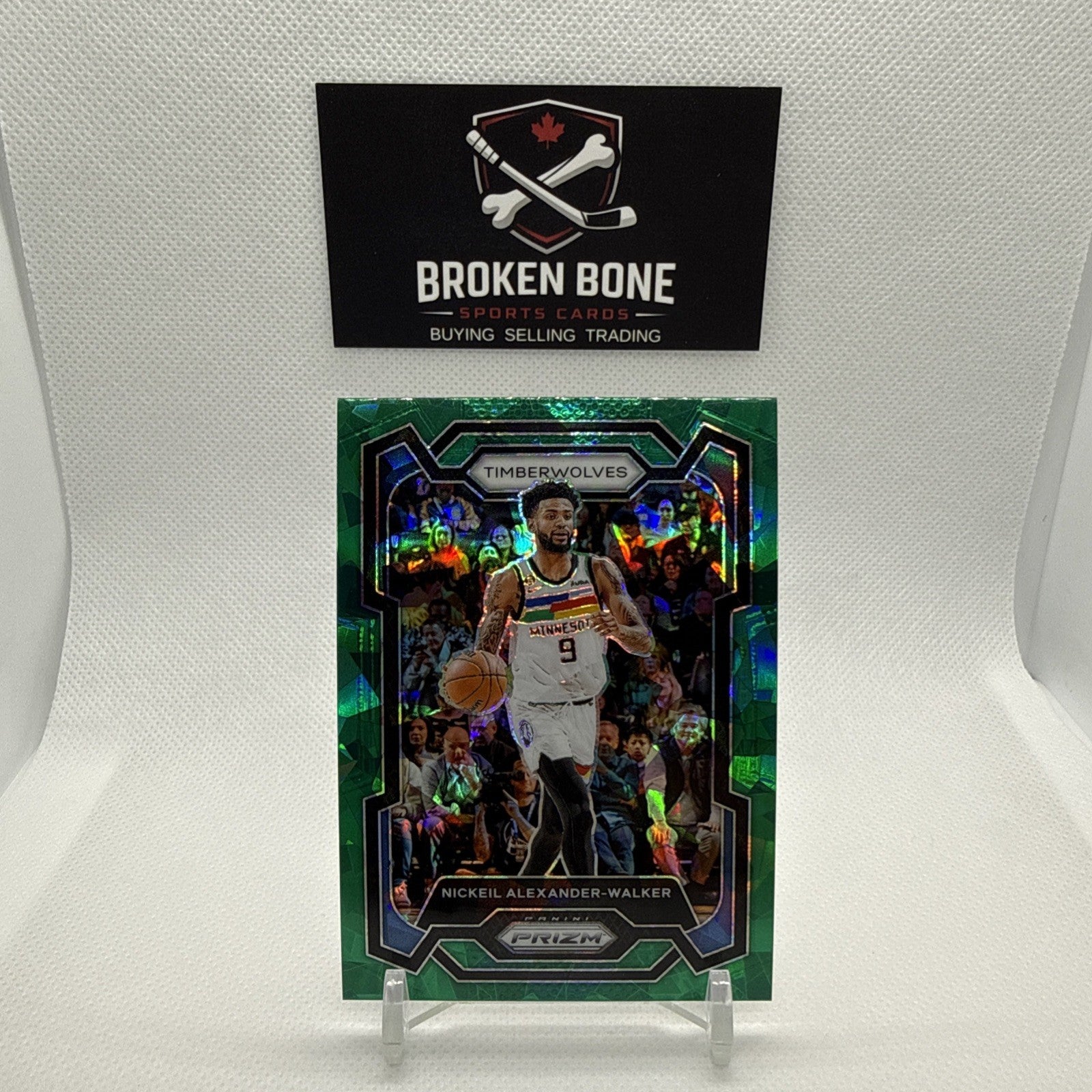 Nickeil Alexander-Walker 2023-24 Panini Prizm Green Cracked Ice SSP #218 Wolves