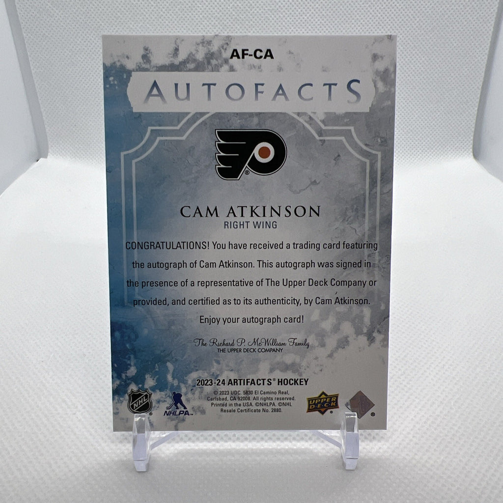 Cam Atkinson 2023-24 UD Artifacts AutoFacts #AF-CA Philadelphia Flyers