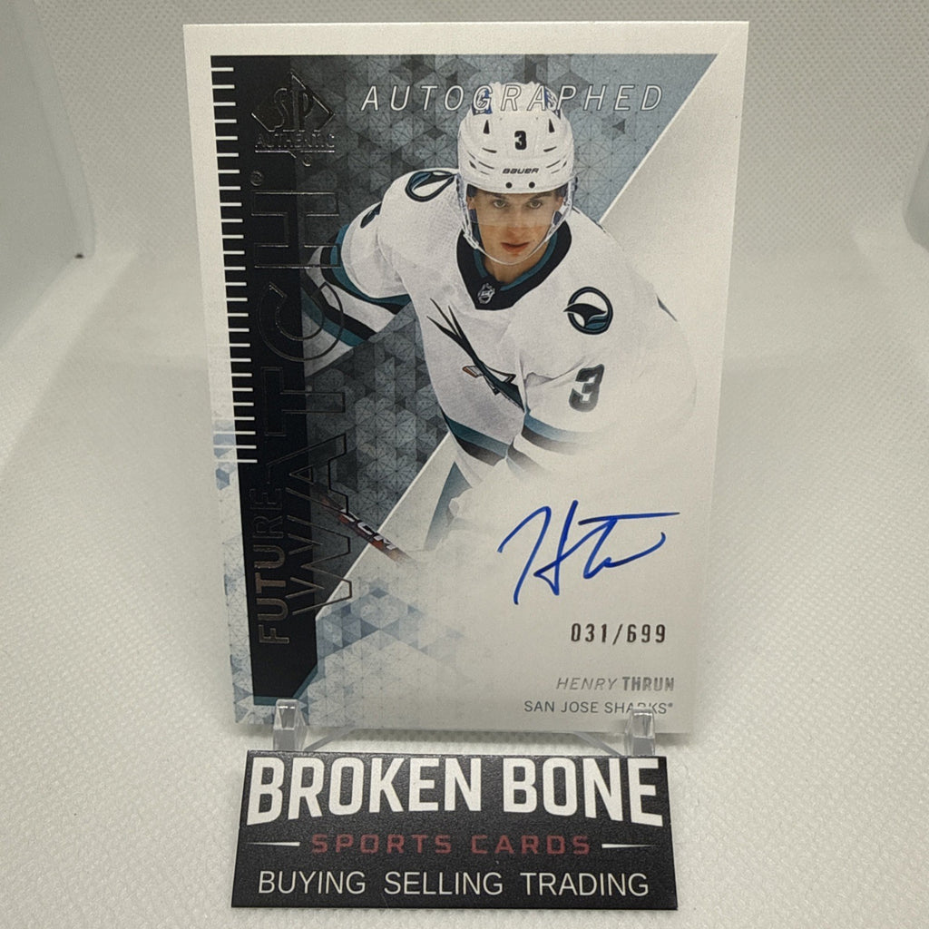 Henry Thrun 2023-24 SP Authentic Future Watch Auto Retro /699 San Jose Sharks