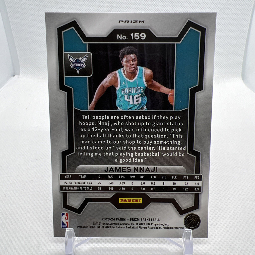 James Nnaji 2023-24 Panini Prizm Silver Prizm Rookie RC Charlotte Hornets