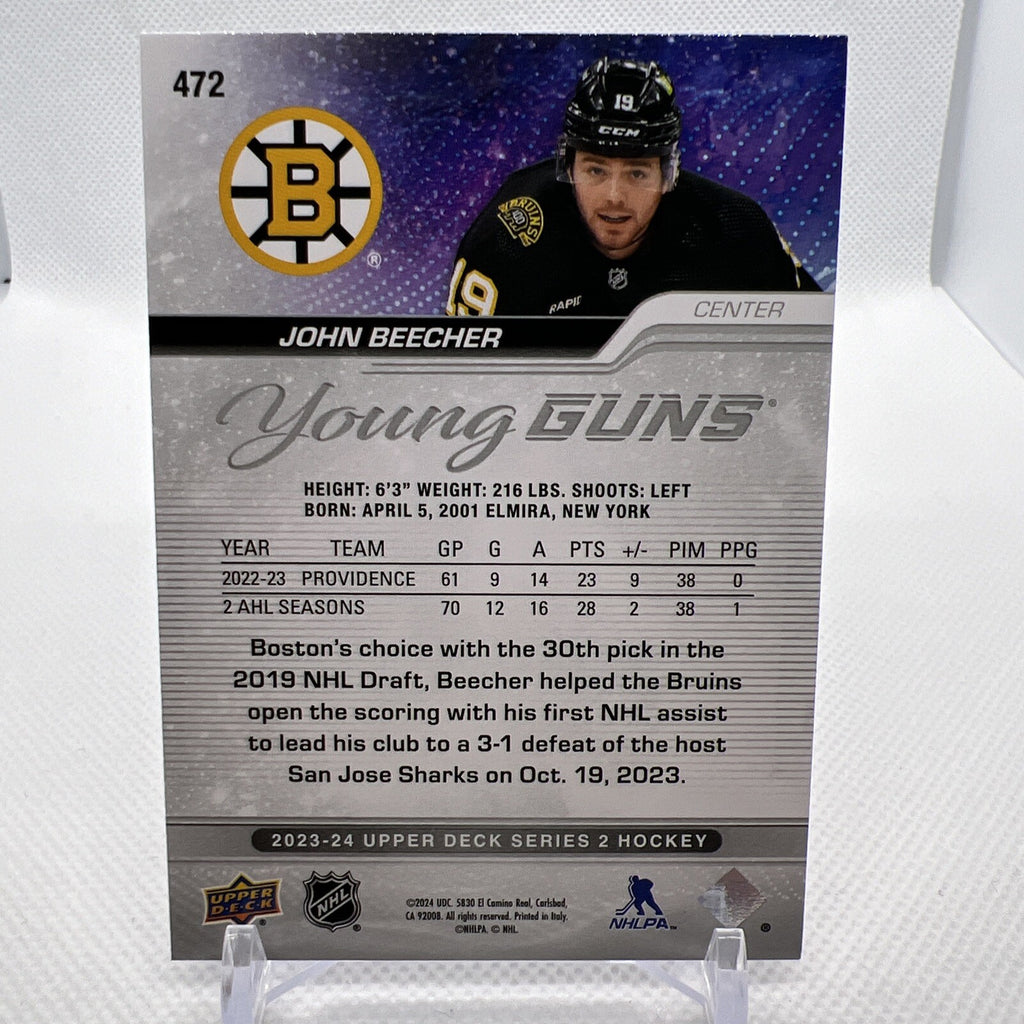 John Beecher 2023-24 Upper Deck Young Guns Rookie Boston Bruins 5 RC