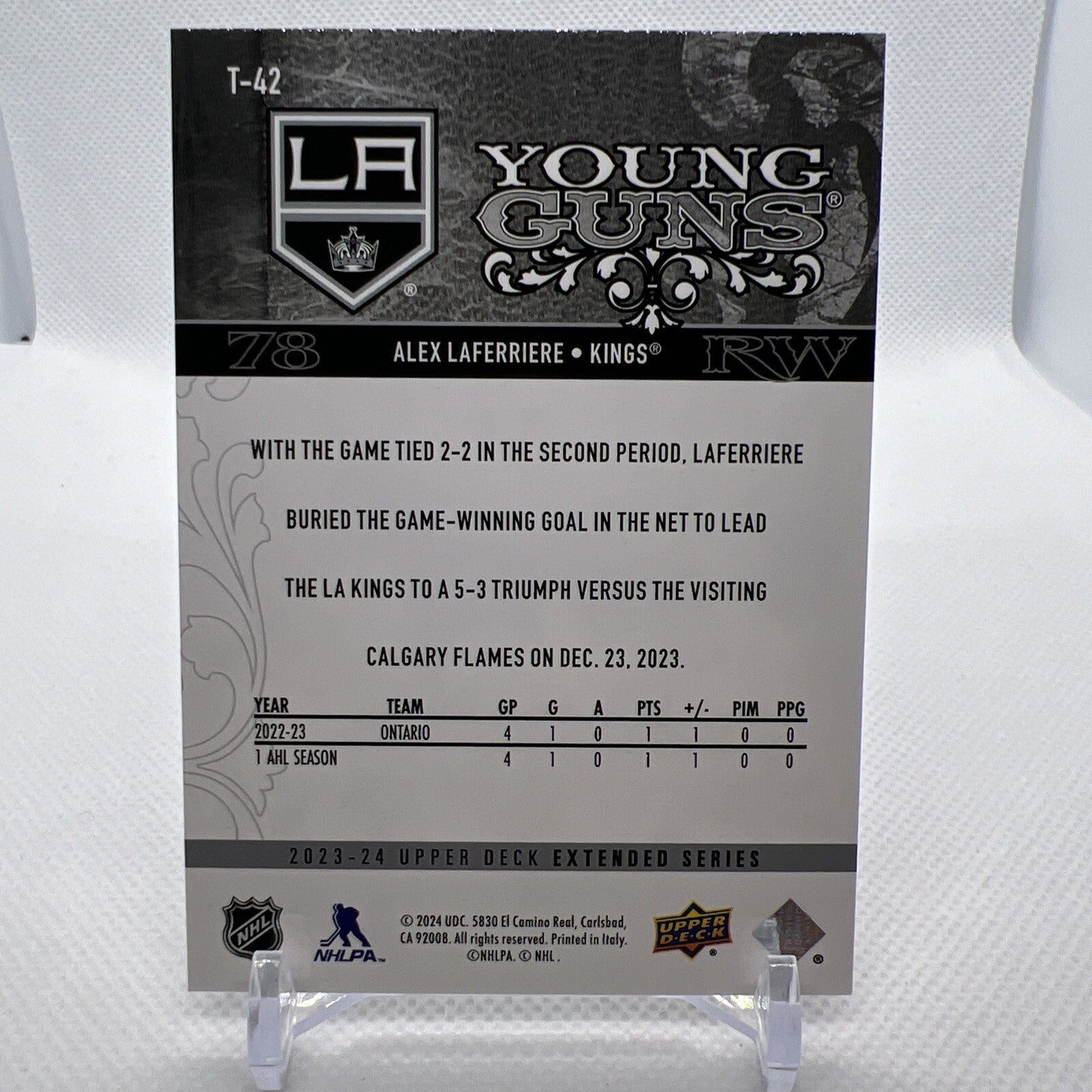 Alex Laferriere 2023-24 Upper Deck Retro Young Guns Los Angeles Kings RC