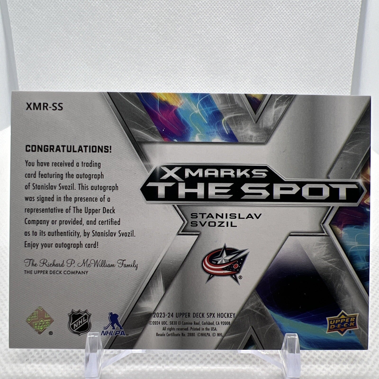 Stanislav Svozil 2023-24 SPx X Marks the Spot Rookie Auto Columbus Blue Jackets