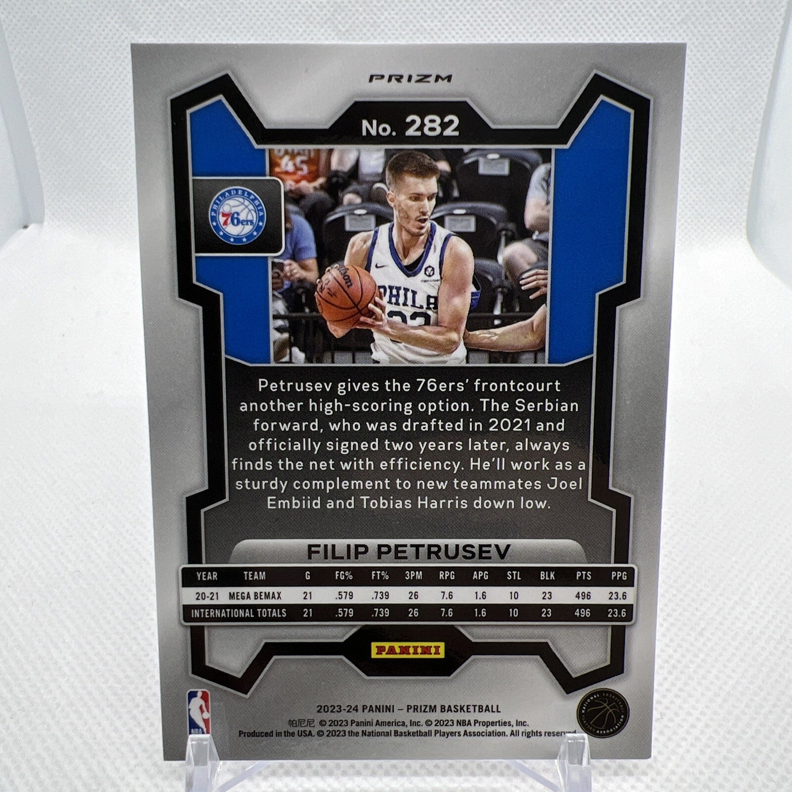 Filip Petrusev 2023-24 Panini Prizm Silver Prizm Rookie RC Philadelphia 76ers