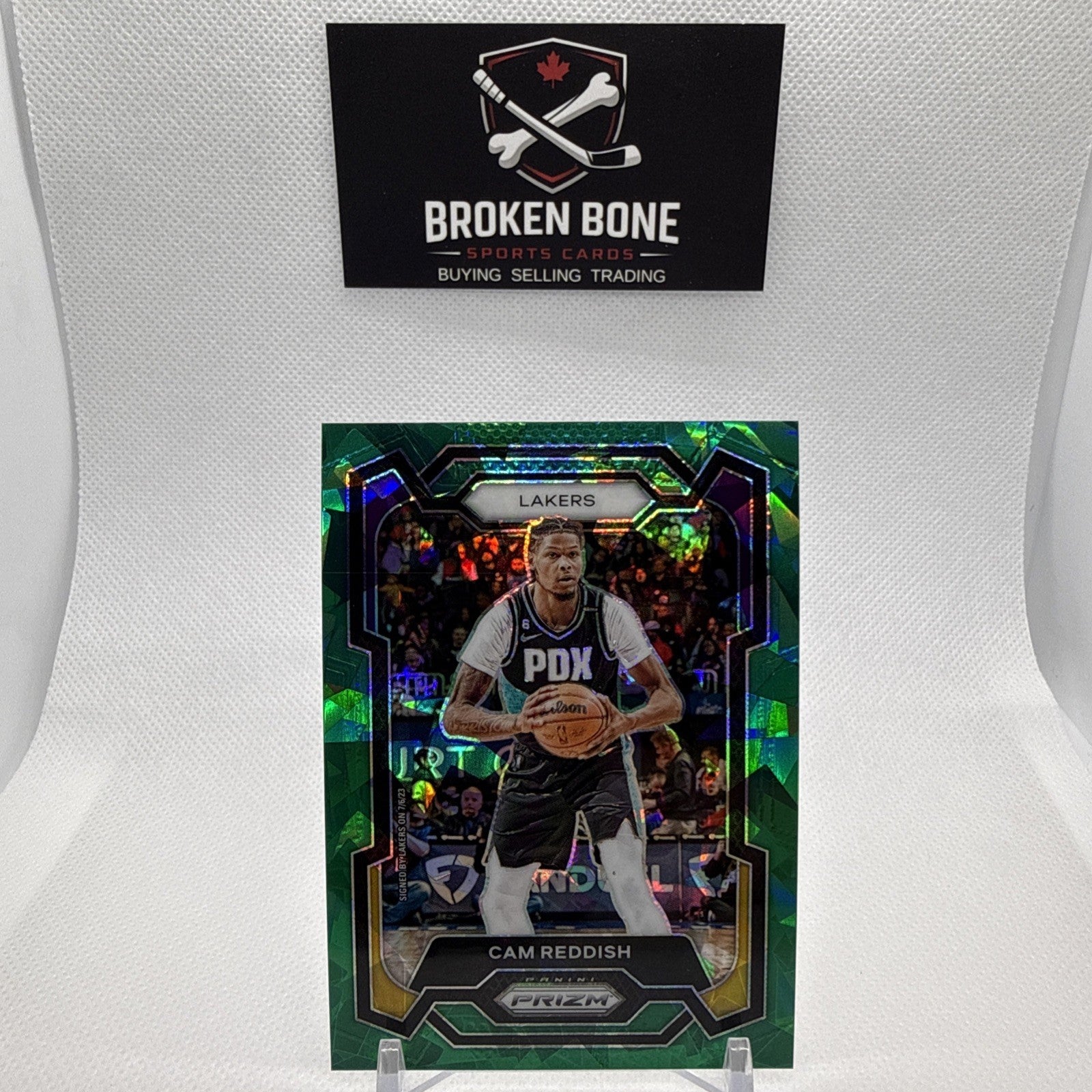 Cam Reddish 2023-24 Panini Prizm Green Cracked Ice SSP #230 Lakers