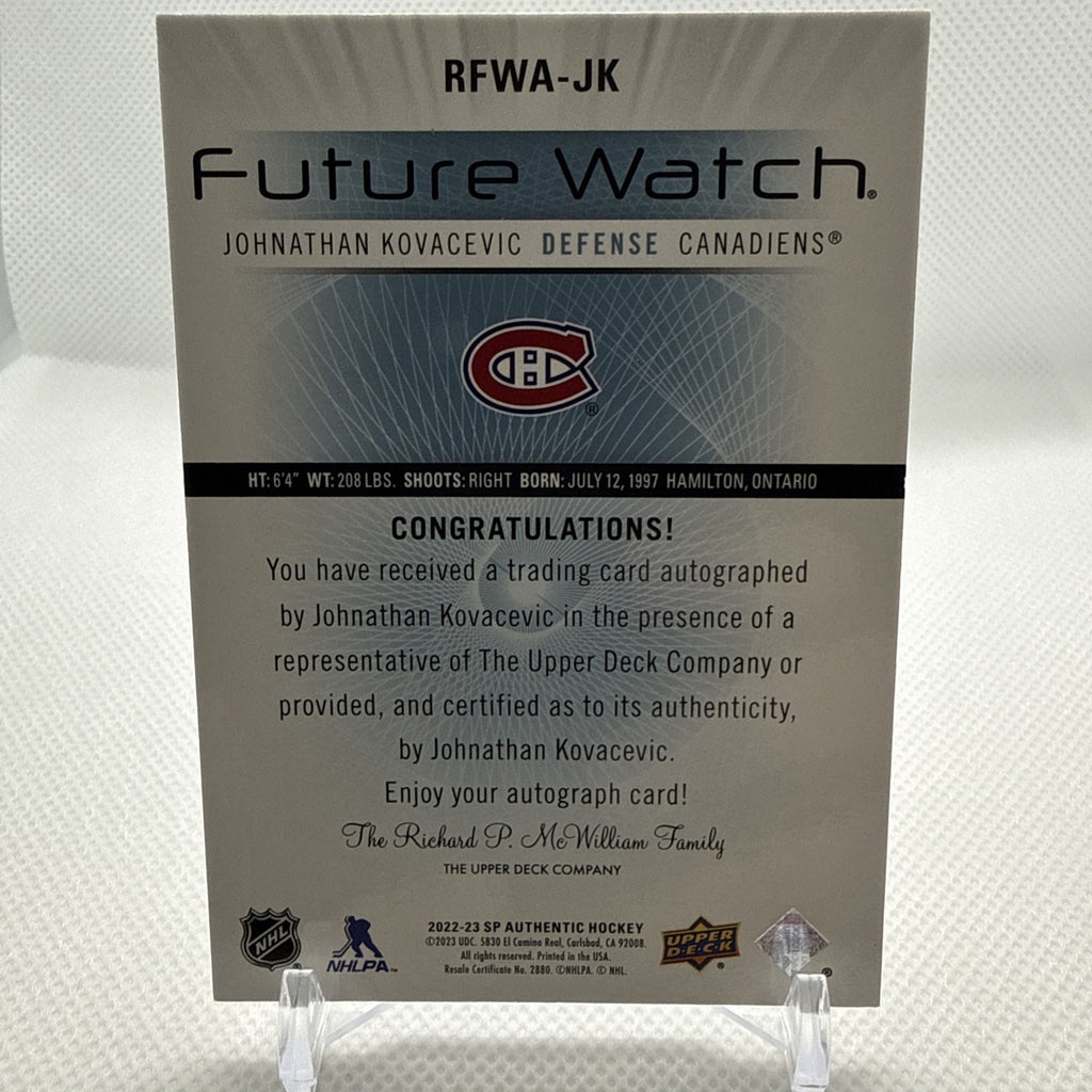 Johnathan Kovacevic 2022-23 SP Authentic Future Watch Auto Retro Canadiens