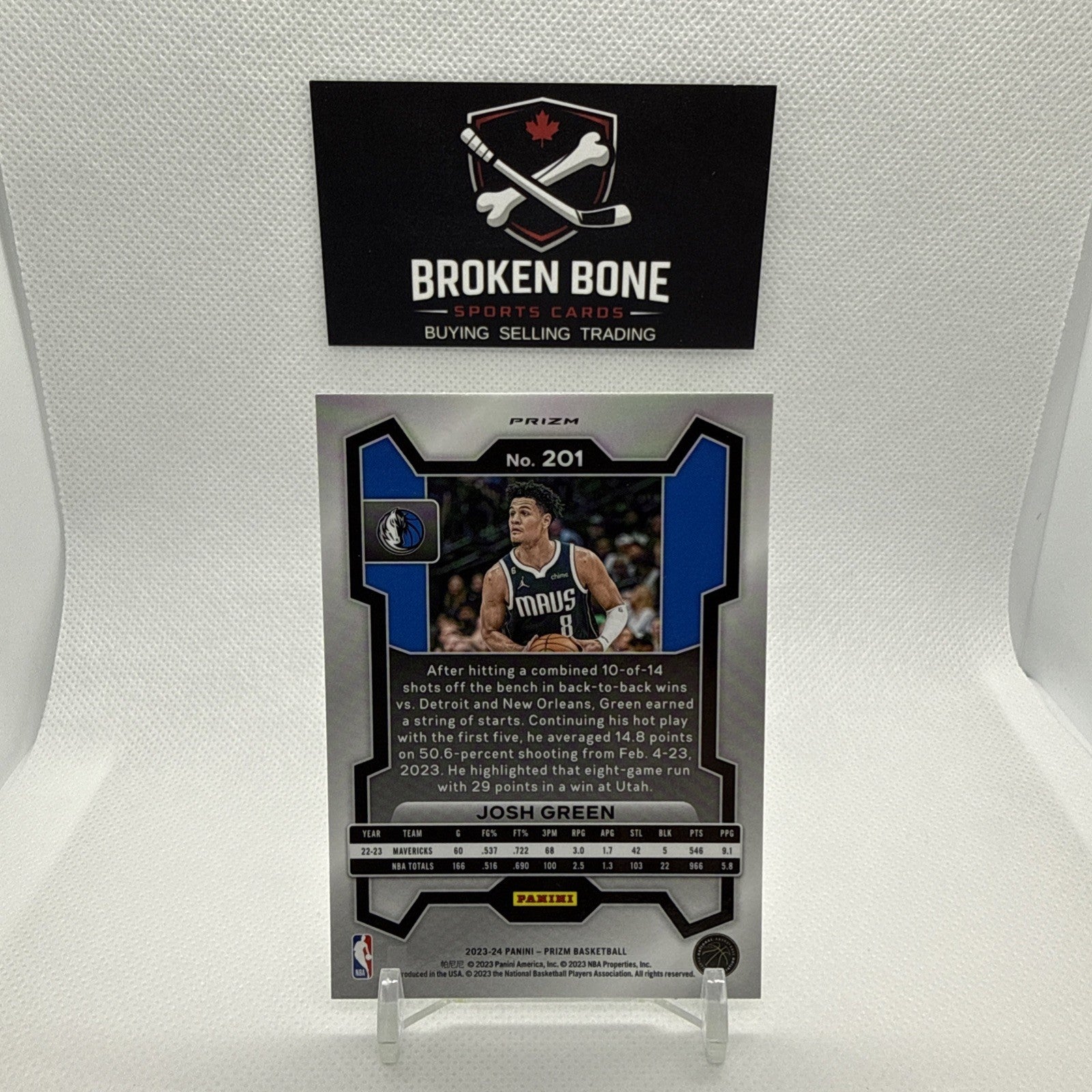 Josh Green 2023-24 Panini Prizm Green Cracked Ice SSP #201 Mavericks