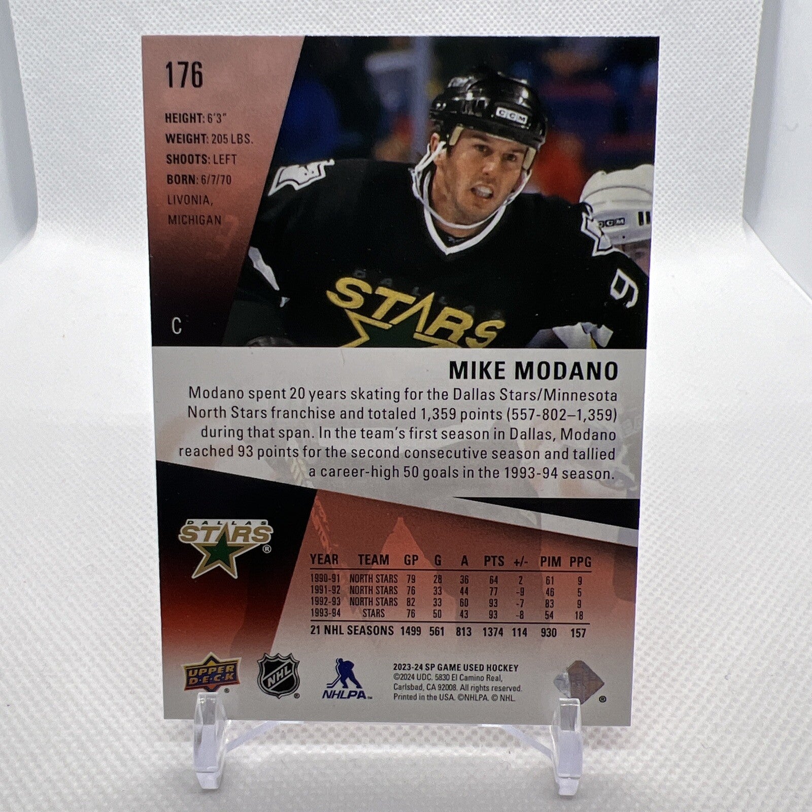 Mike Modano 2023-24 SP Game Used Legend /253 Dallas Stars