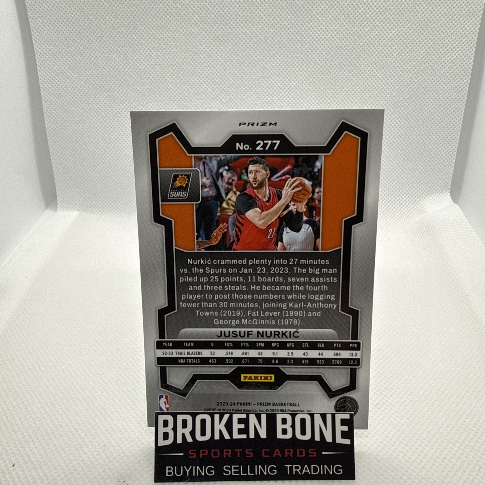 Jusuf Nurkic 2023-24 Panini Prizm Green Cracked Ice SSP #277 Suns