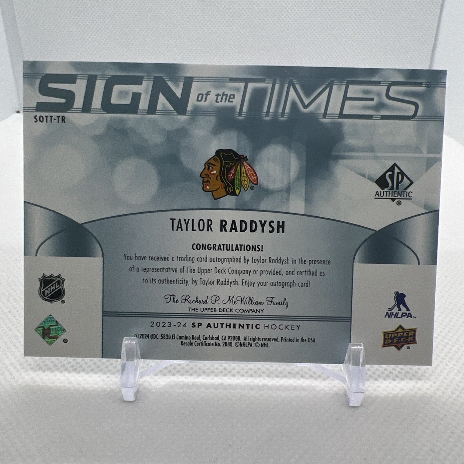 Taylor Raddysh 2023-24 SP Authentic Sign of the Times Chicago Blackhawks