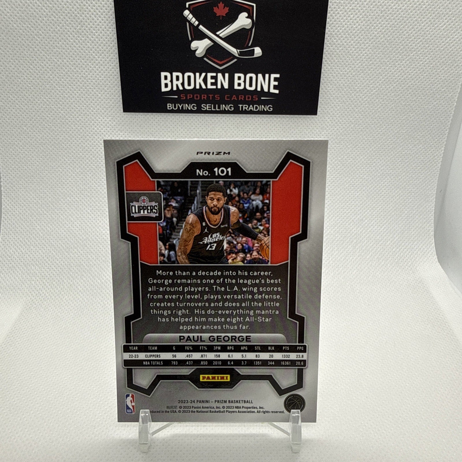 Paul George 2023-24 Panini Prizm Silver Prizm #101 Clippers