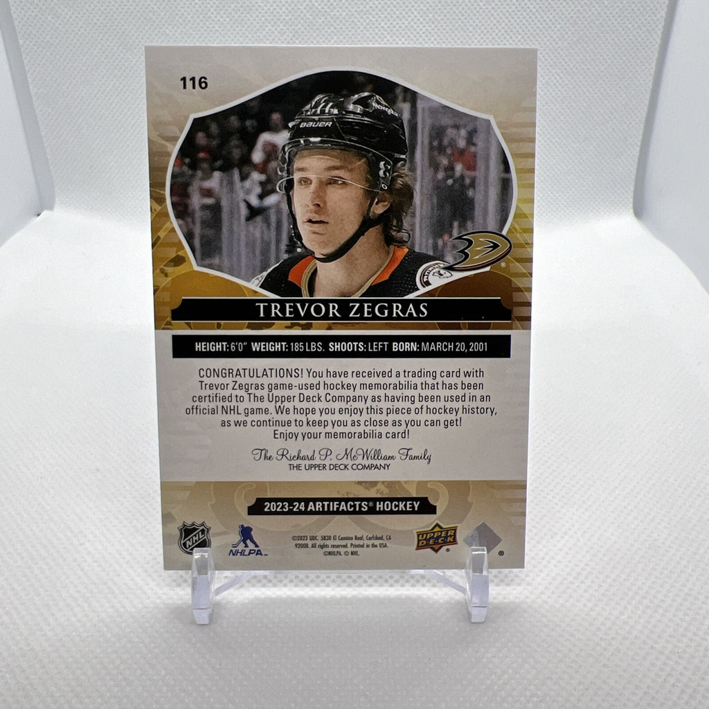 Trevor Zegras 2023-24 UD Artifacts Dual Patch /199 Anaheim Ducks