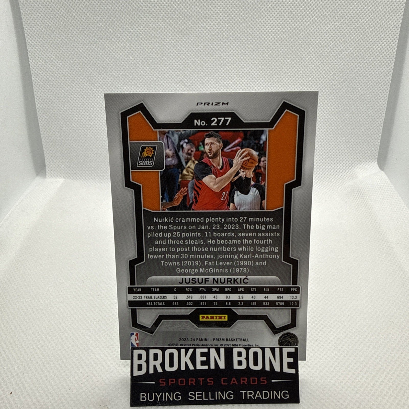 Jusuf Nurkic 2023-24 Panini Prizm Green Cracked Ice SSP #277 Suns