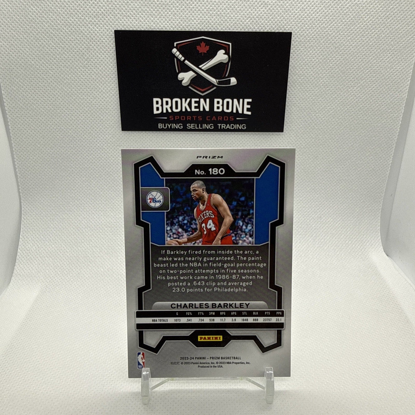 Charles Barkley 2023-24 Panini Prizm Green Cracked Ice SSP #180 76ers