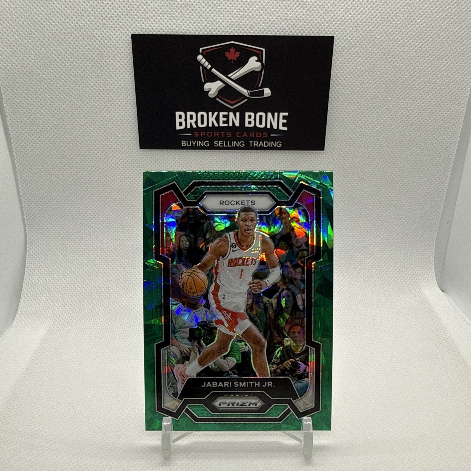Jabari Smith Jr 2023-24 Panini Prizm Green Cracked Ice SSP #49 Rockets