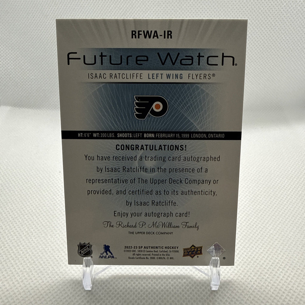 Isaac Ratcliffe 2022-23 SP Authentic Future Watch Auto Retro Philadelphia Flyers