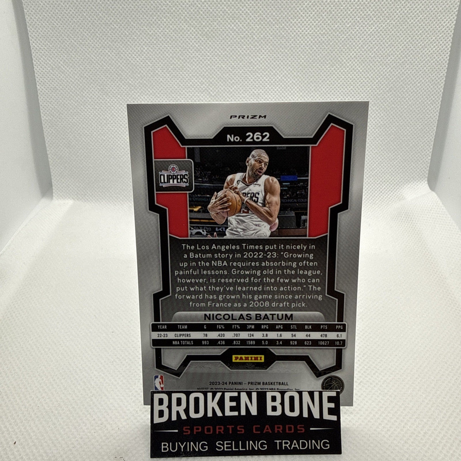 Nicolas Batum 2023-24 Panini Prizm Green Cracked Ice SSP #262 Clippers