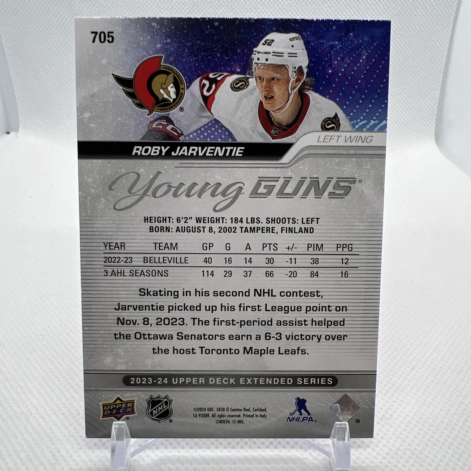 Roby Jarventie 2023-24 Upper Deck Young Guns Rookie Ottawa Senators RC