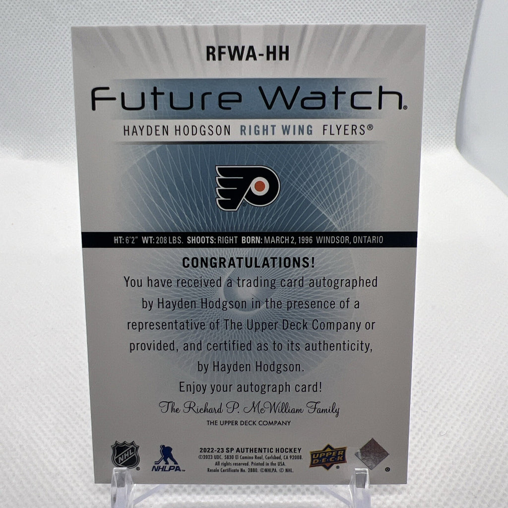 Hayden Hodgson 2022-23 SP Authentic Retro Future Watch Auto /699 Flyers