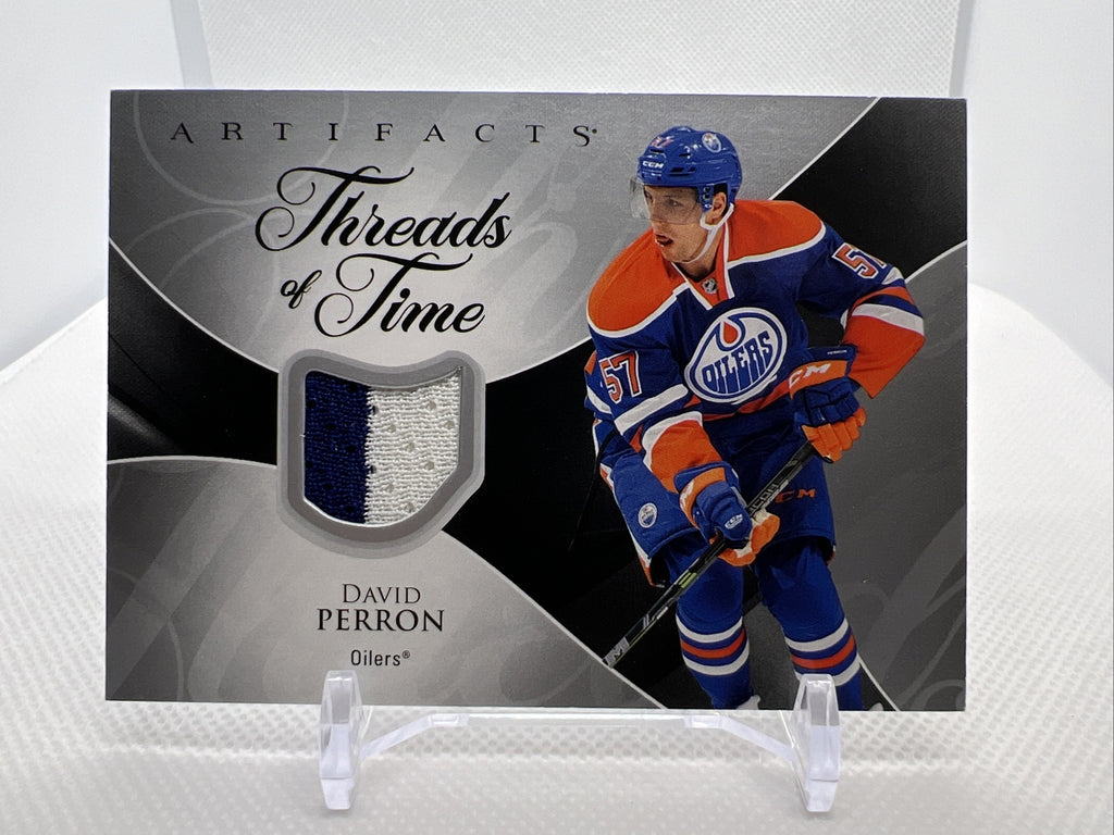 David Perron 23-24 UD Artifacts Threads of Time Game Used Jersey Edmonton Oilers
