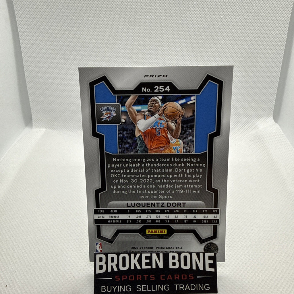 Luguentz Dort 2023-24 Panini Prizm Green Cracked Ice SSP #254 Thunder