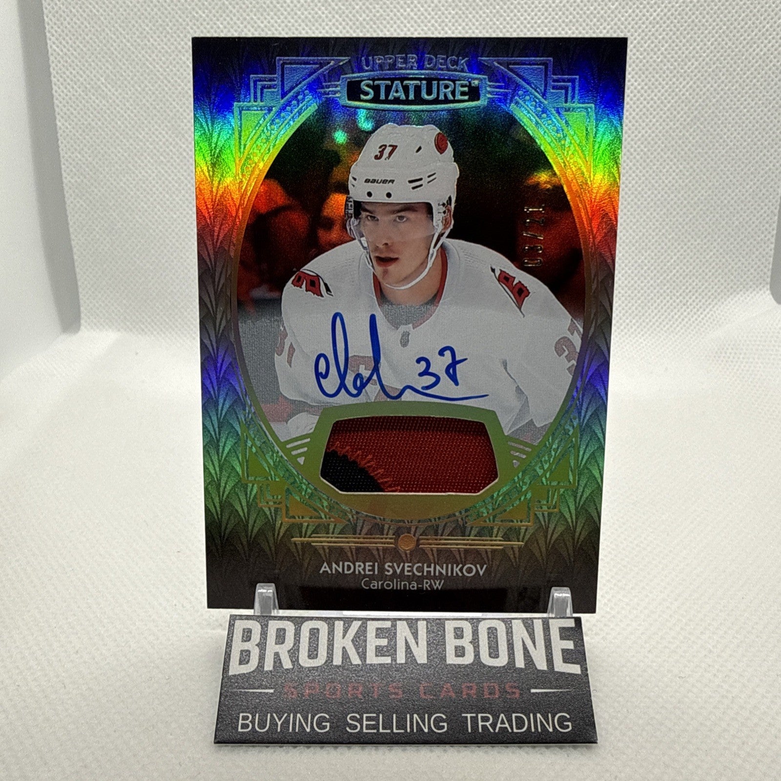 Andrei Svechnikov 2020-21 Stature Patch Auto /21 Carolina Hurricanes
