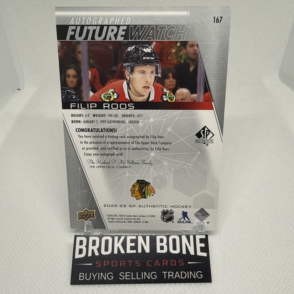 Filip Roos 2022-23 SP Authentic Future Watch Auto /999 Chicago Blackhawks