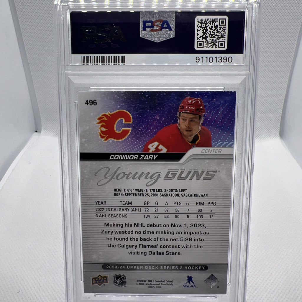 Connor Zary 2023-24 Upper Deck Young Guns RC PSA 9 Calgary Flames