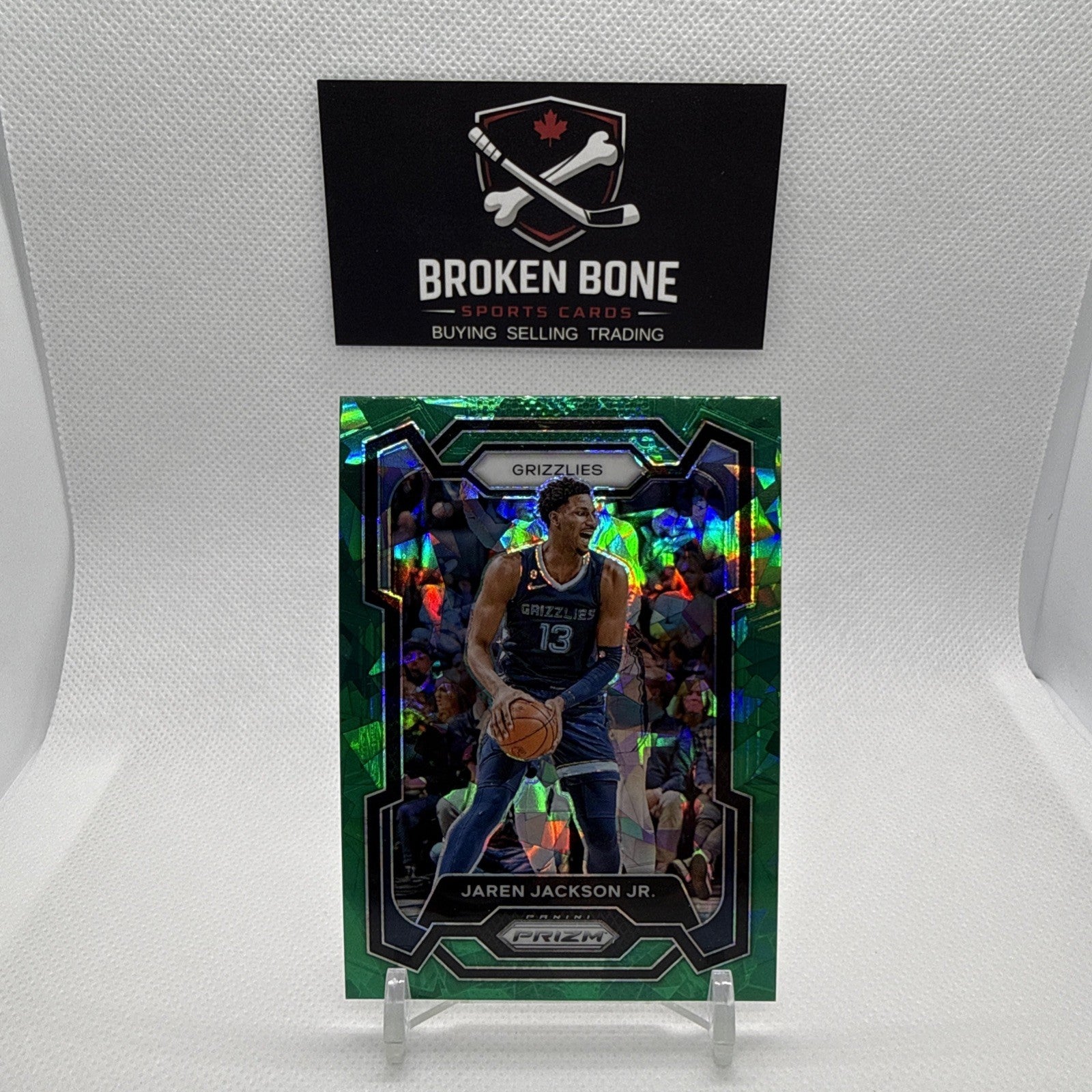 Jaren Jackson Jr 2023-24 Panini Prizm Green Cracked Ice SSP #61 Grizzlies