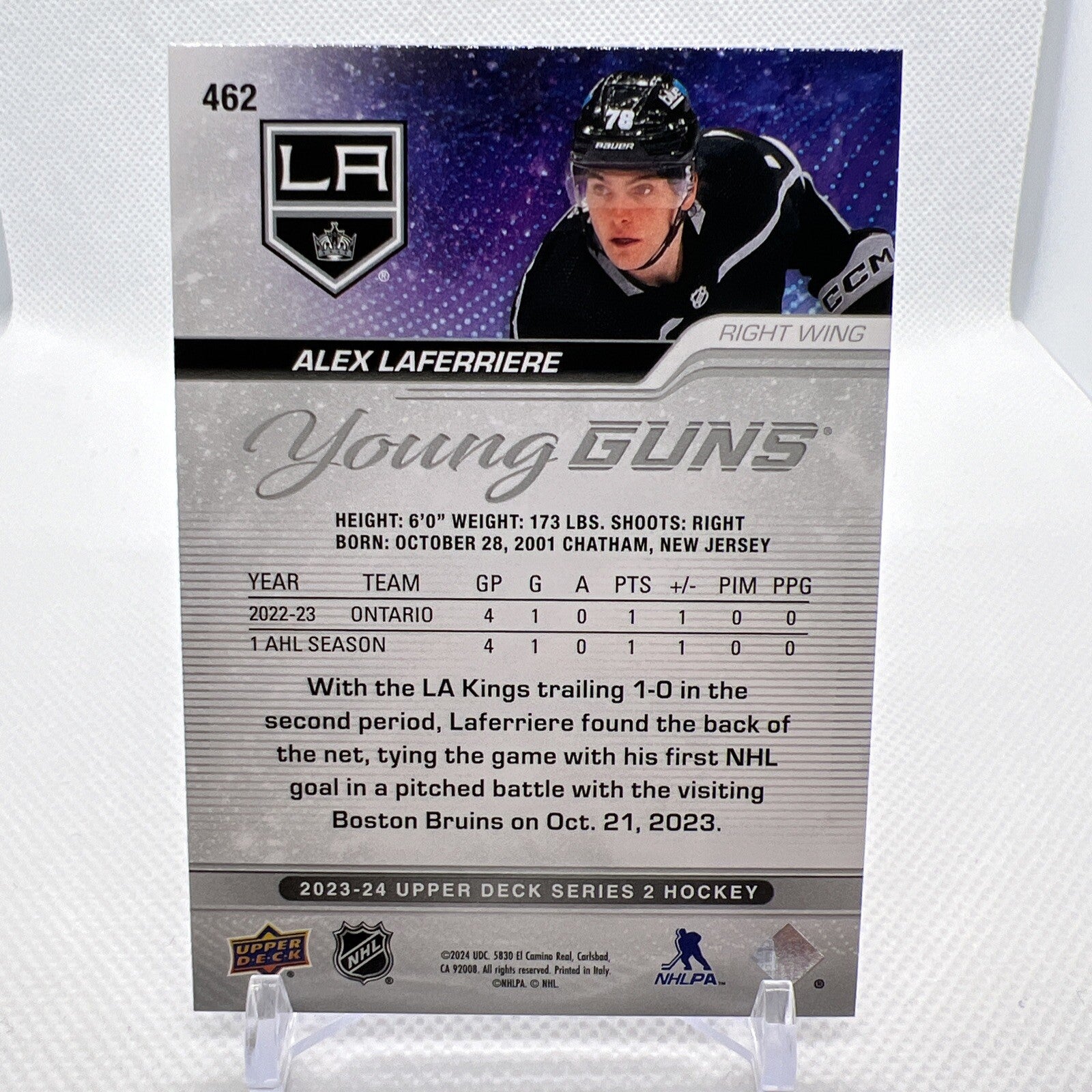 Alex Laferriere 2023-24 Upper Deck Young Guns Rookie Los Angeles Kings 4 RC