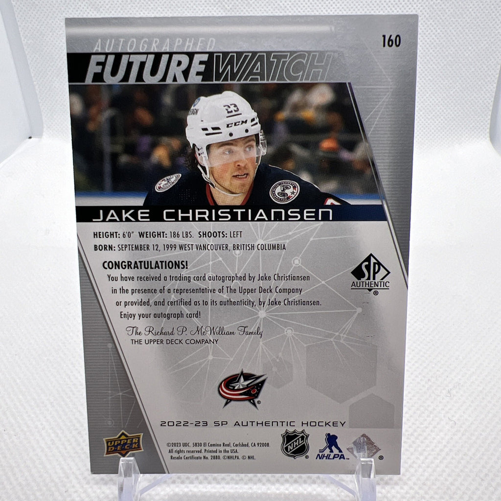 Jake Christiansen 2022-23 SP Authentic Future Watch Auto /999 Blue Jackets