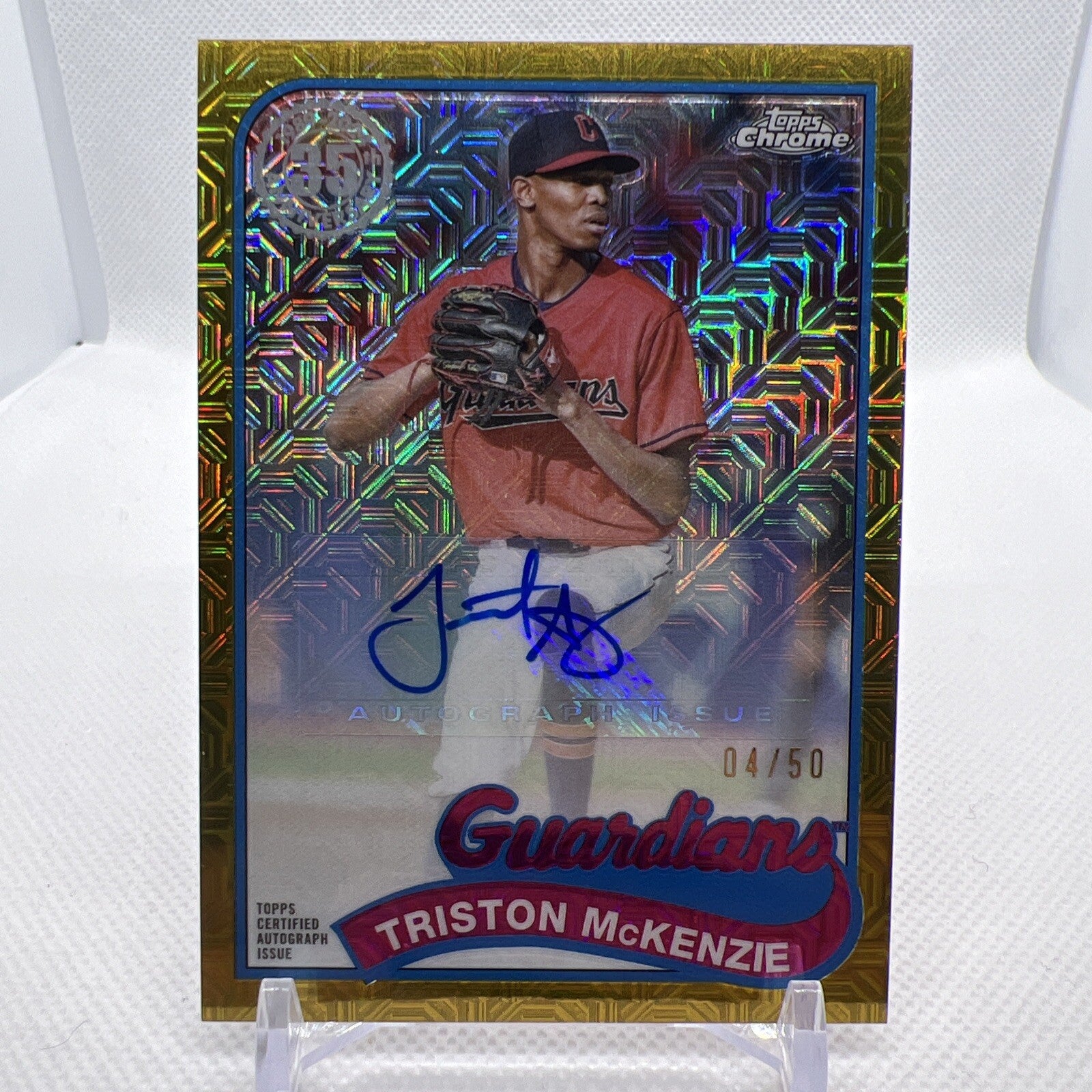 Triston McKenzie 2023-24 Topps Chrome Mojo Refractor Auto Cleveland Guardians