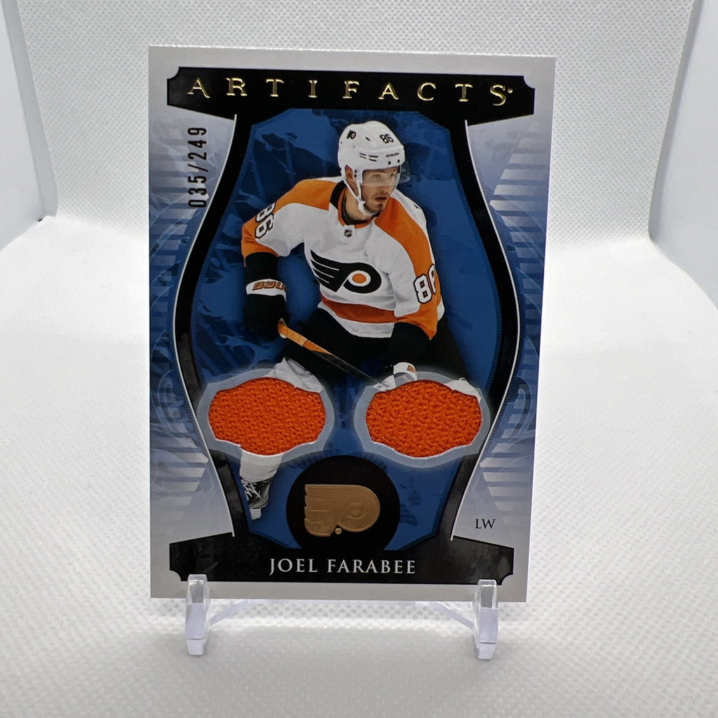 Joel Farabee 2023-24 UD Artifacts Gold Dual Patch /249 Philadelphia Flyers