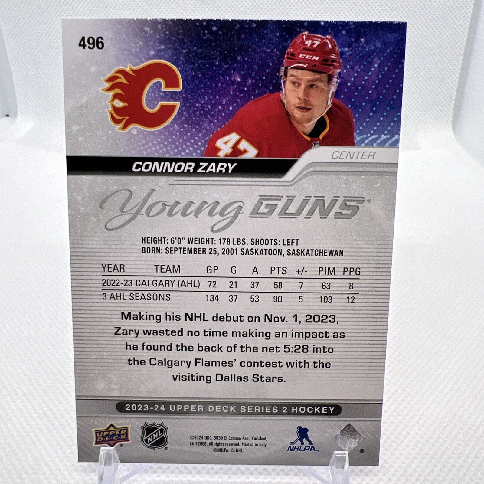 Connor Zary 2023-24 Upper Deck Young Guns Rookie Calgary Flames 2 RC