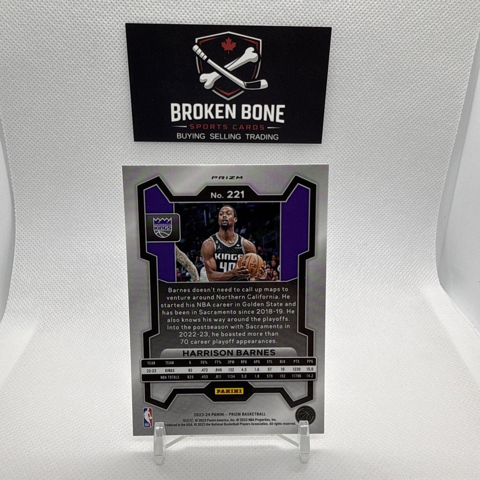 Harrison Barnes 2023-24 Panini Prizm Silver Prizm #221 Kings