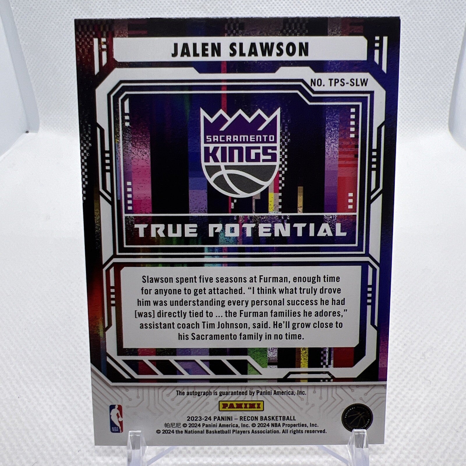 Jalen Slawson 2023-24 Recon True Potential Auto /25 Sacremento Kings